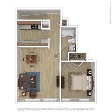 1 Bedroom, 1 Bath 0304 floor plan